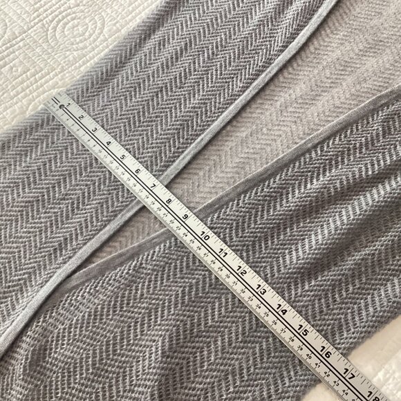Garnet Hill Womens Open Front Gray Chevron Knit 100% Cashmere Cardigan Sweater M - Picture 6 of 9
